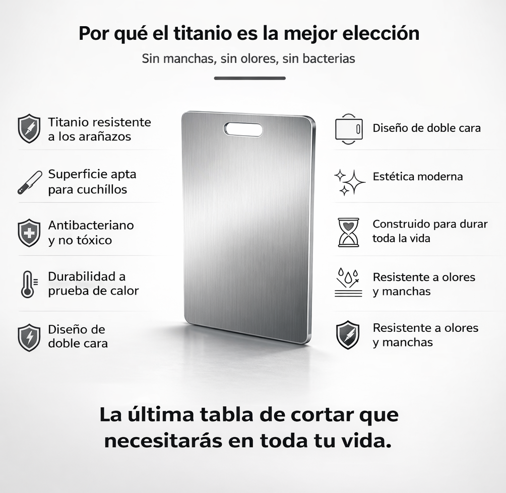 Tabla de Corte de Acero Inoxidable Premium | TitanCut™